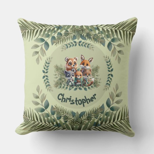 Coussin Amis de la forêt enchantée personnalisés (Recto)
