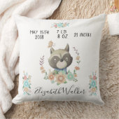 Coussin amis de la forêt joli racoon natalité stats pépini (Couverture)