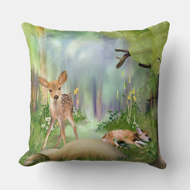 Coussin Amis des bois cerf (Recto)