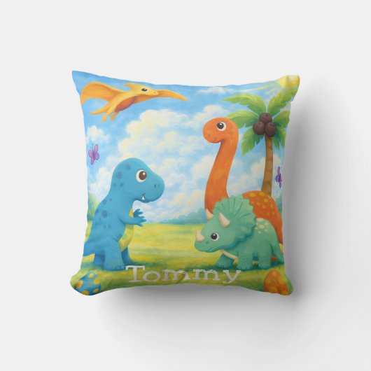 Coussin Amis Dinosaures Colorés Mignons Enfants (Recto)