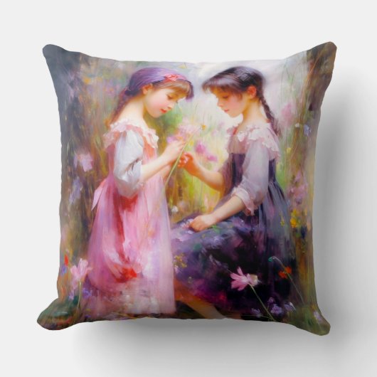 Coussin Amis et fleurs (Recto)