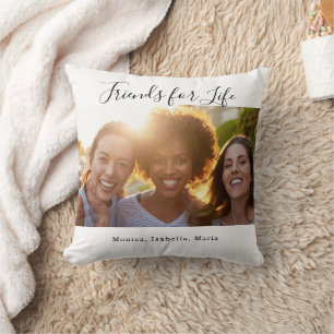 Coussin Amis photo noms blanc BFF