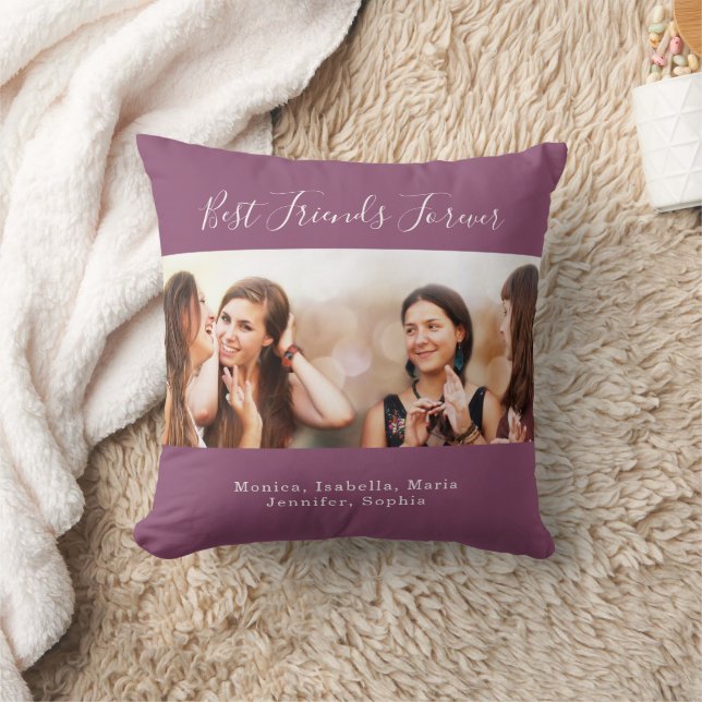 Coussin Amis pour toujours BFF nom photo violet (Couverture)
