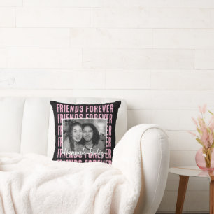 Coussin Amis pour toujours photo personnalisée avec noms