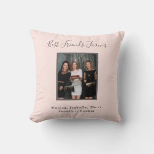 Coussin Amis pour toujours photo rose gold rose noms