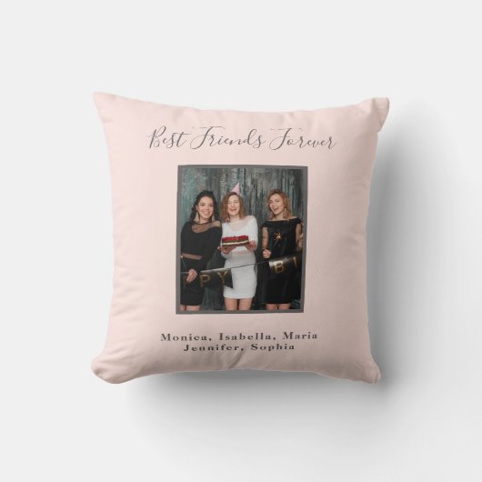 Coussin Amis pour toujours photo rose gold rose noms (Recto)