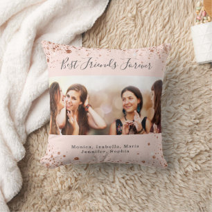 Coussin Amis pour toujours rose or blush photo