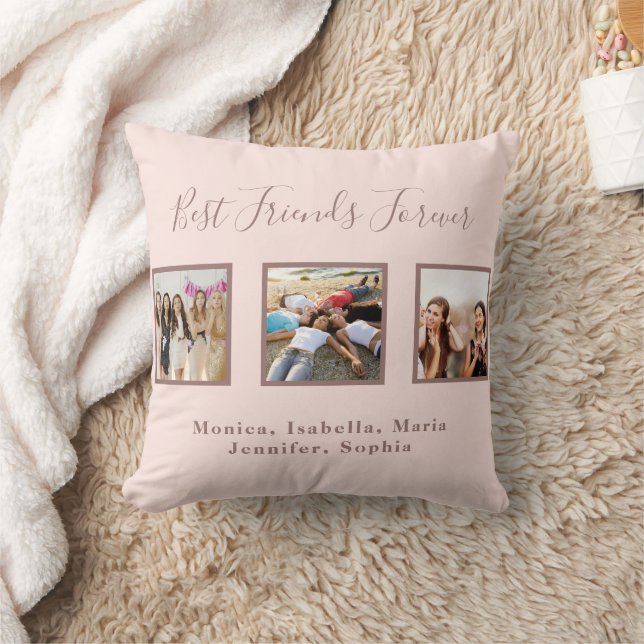 Coussin Amis pour toujours rose or blush photo noms (Couverture)