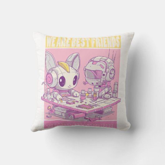 Coussin Amis robot lapin et machine 071503 (Verso)