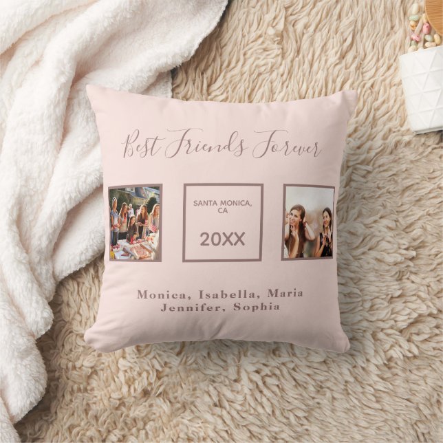 Coussin Amis toujours rougir les noms en or rose photo (Couverture)