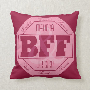Coussin Amitié de BFF - noms faits sur commande - carreau