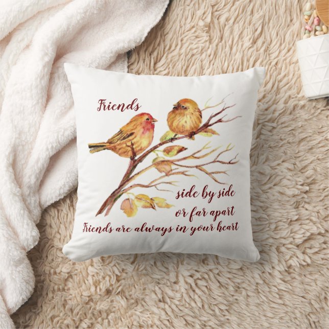 Coussin Amitié mignonne Oiseaux et citation (Couverture)