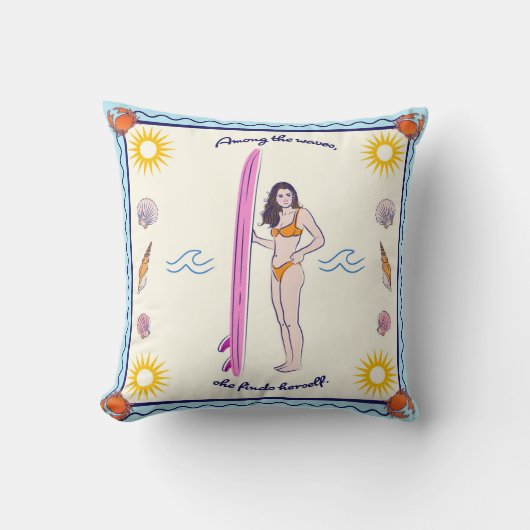 Coussin Among the waves, she finds herself. (Recto)