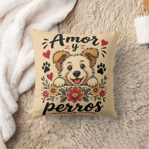 Coussin Amor y Perros Création drôle pour les amoureux des