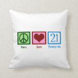 Coussin Amour 21 de paix<br><div class="desc">21ème cadeau d'anniversaire. J'aime être vingt et un.</div>