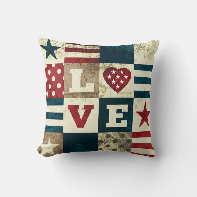 Coussin Amour Amérique patriotique (Recto)