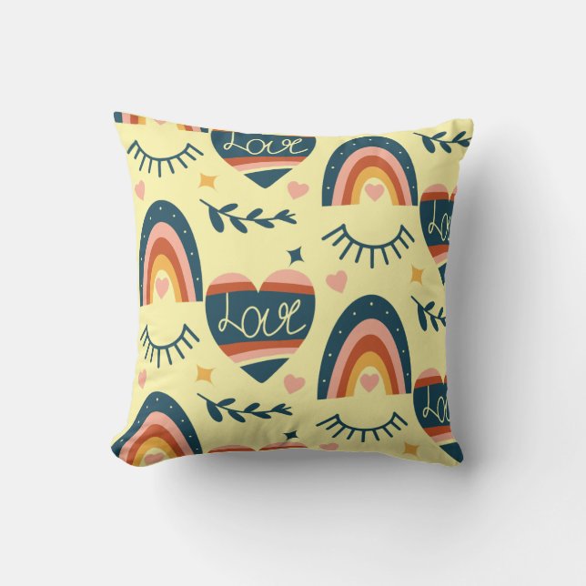 Coussin Amour Arc-en-ciel Coloré  (Recto)