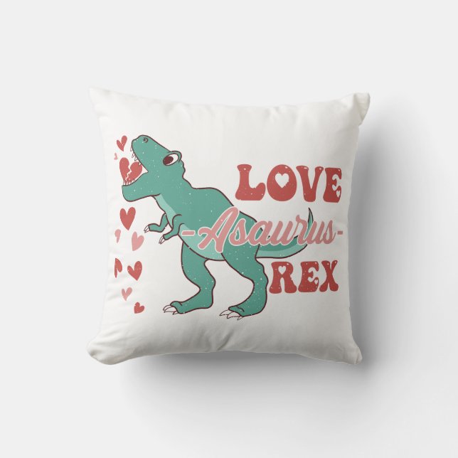 Coussin Amour-Asaurus Rex drôle (Recto)