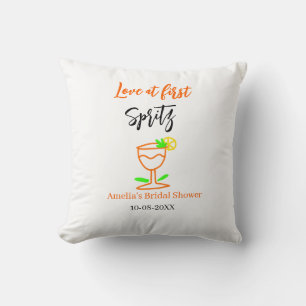 Coussin Amour au premier spritz orange noir enterrement de