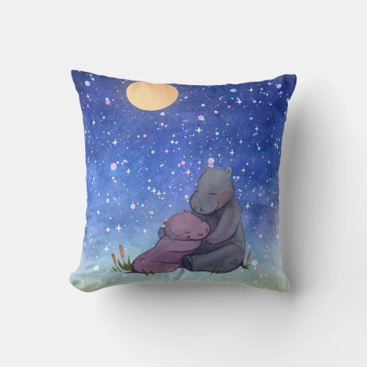 Coussin Amour, Baby Hippo et sa mère (Recto)