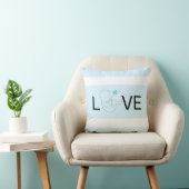 Coussin Amour, bande blanche, bébé script avec coeur bleu, (Chaise)