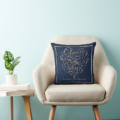 Coussin Amour Bébé Fille Typographie Script Navy Rose Gold (Chaise)
