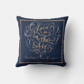 Coussin Amour Bébé Fille Typographie Script Navy Rose Gold (Verso)