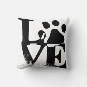 Coussin Amour d'animal familier - empreinte de patte