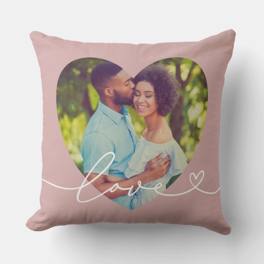 Coussin Amour dans Script Rose rose Coeur personnalisé en (Recto)