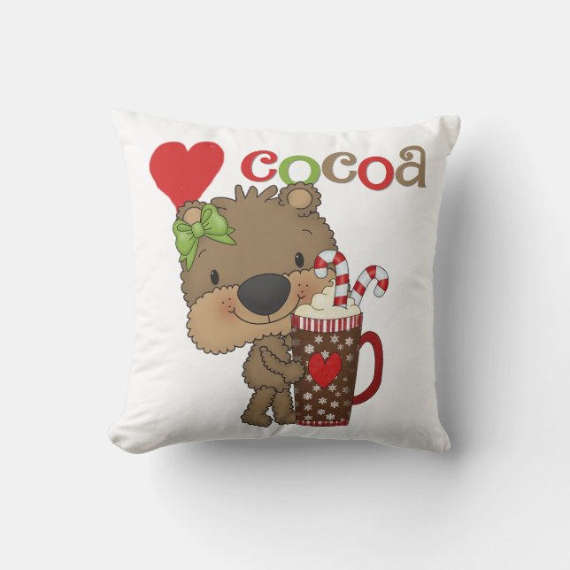 Coussin Amour de cacao d'ours de fille (Recto)