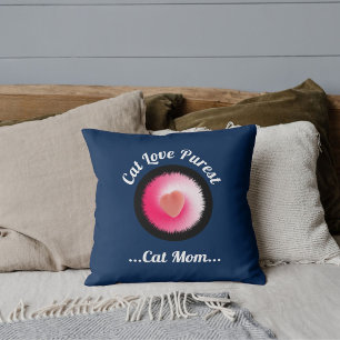 Coussin Amour de chat Citation drôle personnalisée Bleu ma