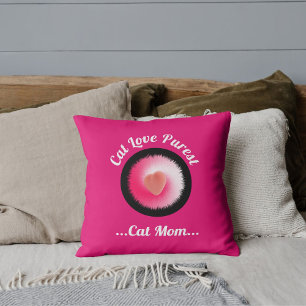 Coussin Amour de chat Citation drôle personnalisée rose