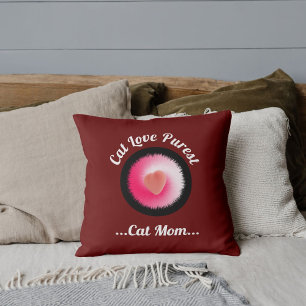 Coussin Amour de chat Citation drôle personnalisée Rouge f