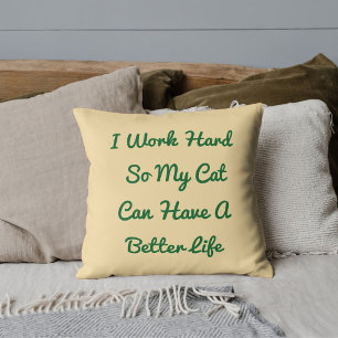 Coussin Amour de chat personnalisé Citation drôle beige