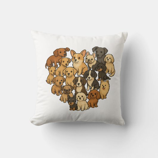 Coussin Amour de chiot - Cœur fait de chiens (Recto)