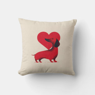 Coussin Amour de Dachshund – Dessin de cœur de chien migno