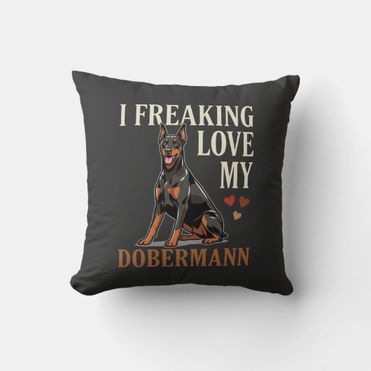 Coussin Amour de Dobermann Amateur de Chien (Recto)