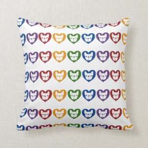 Coussin Amour de Frenchie, arc-en-ciel