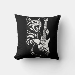 Coussin Amour de musique cool Chat rock jouant de la gui