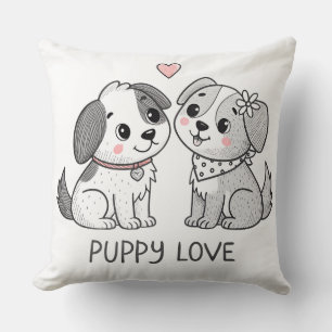 Coussin Amour de Saint-Valentin de chiot romantique mignon