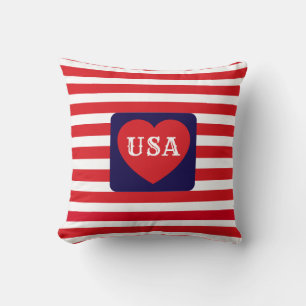 Coussin Amour des États-Unis Patriote Rouge Blanc Bleu Amu