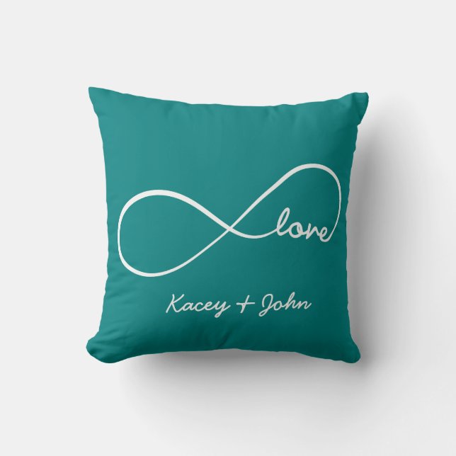 Coussin Amour d'infini - bleu turquoise (Recto)