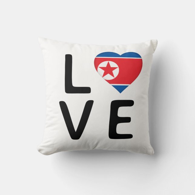 Coussin Amour - Drapeau Corée du Nord (Recto)