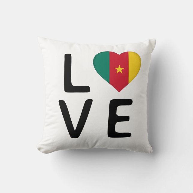 Coussin Amour - drapeau du Cameroun (Recto)