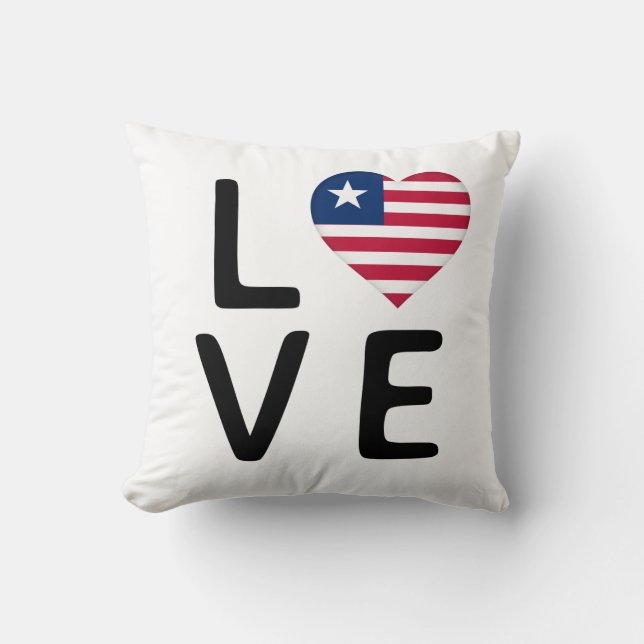 Coussin Amour - Drapeau Liberia (Recto)