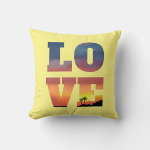 Coussin Amour du coucher de soleil tropical