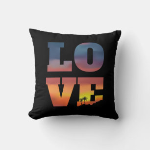Coussin Amour du coucher de soleil tropical