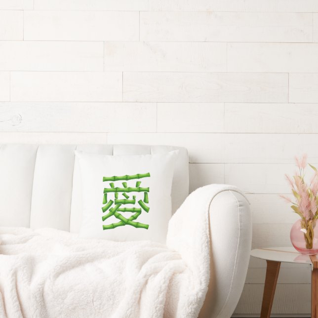 Coussin Amour en bambou design et ours de pandas (Canapé)