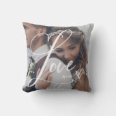 Coussin Amour en écriture élégante | Deux photos avec cœur (Recto)