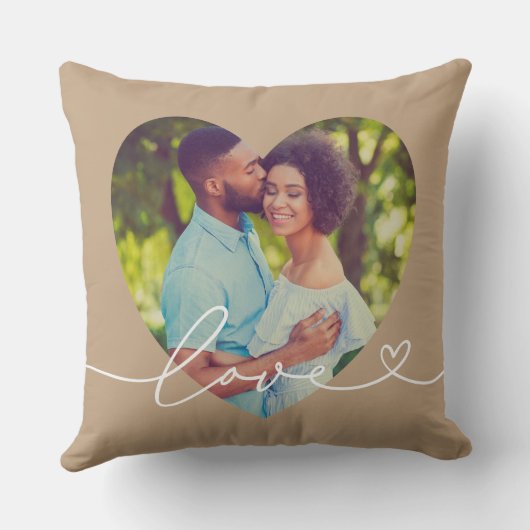 Coussin Amour en écriture marron personnalisé en forme de (Verso)